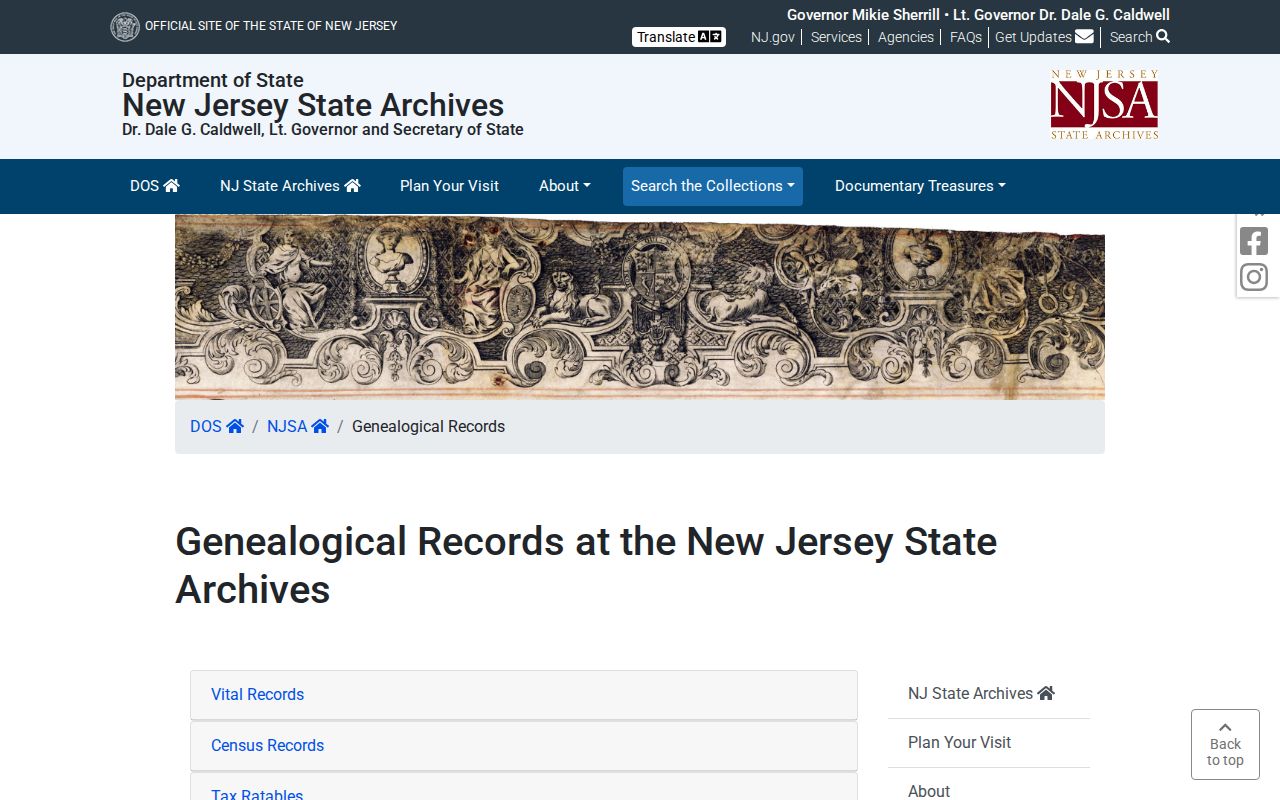 West Deptford previous residents New Jersey State Archives genealogy collections