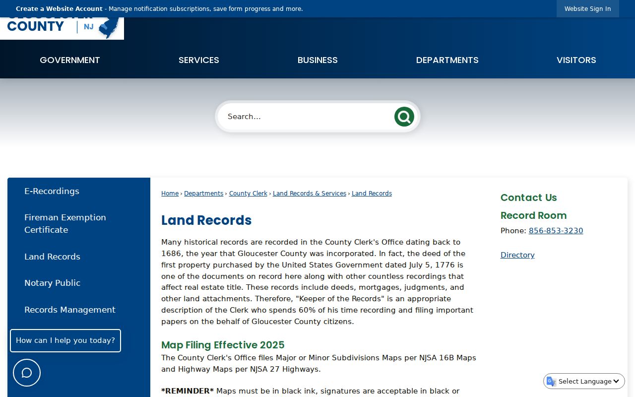 West Deptford street directory Gloucester County land records guide