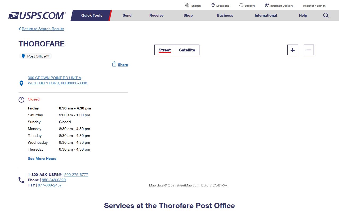 West Deptford ZIP code context at the Thorofare Post Office